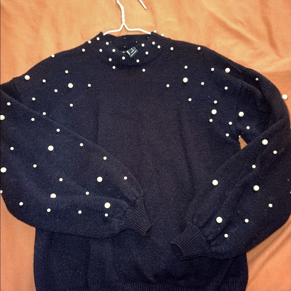 S Black Sweater with Pearls!